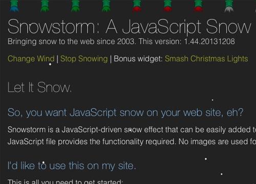 Snowstorm — библиотека для «снега» на вашем сайте