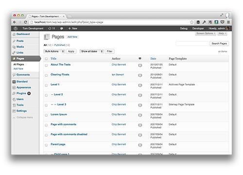 Смотрим шаблоны страниц в админке WordPress