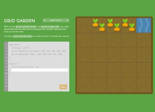CSS Grid Garden — обучающая игра по сеткам