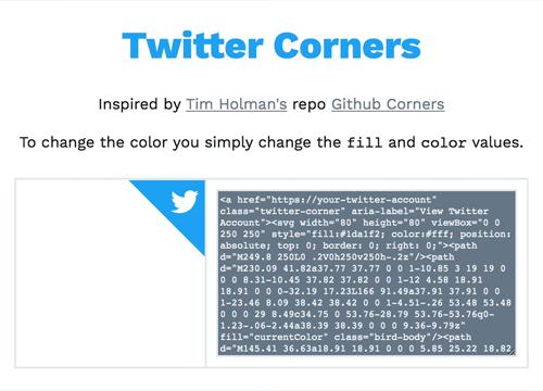 Twitter corners, почти как Github Corners