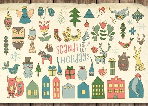 Праздничный набор векторов Scandi